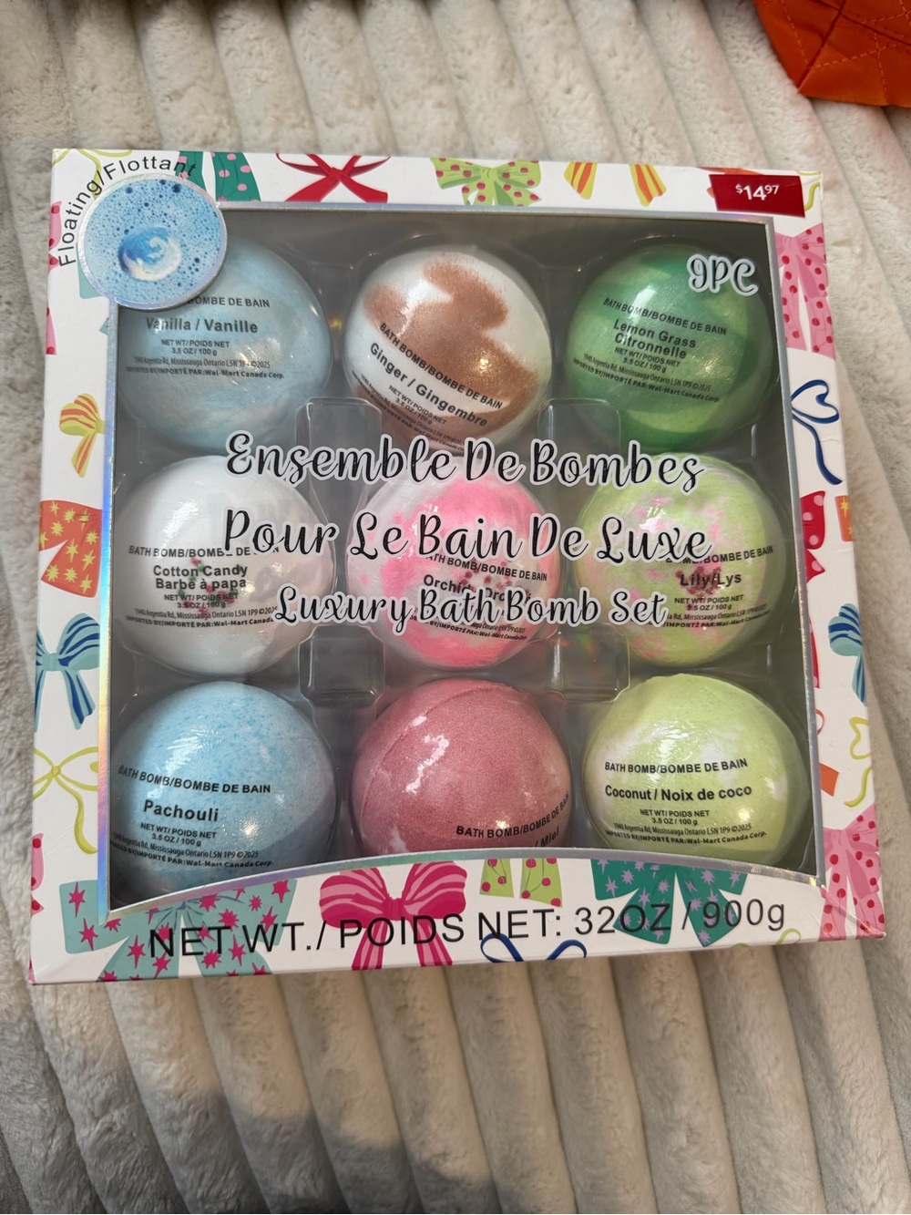 Luxury Bath Bomb Set - Pink, Blue, Green, White, Peach
